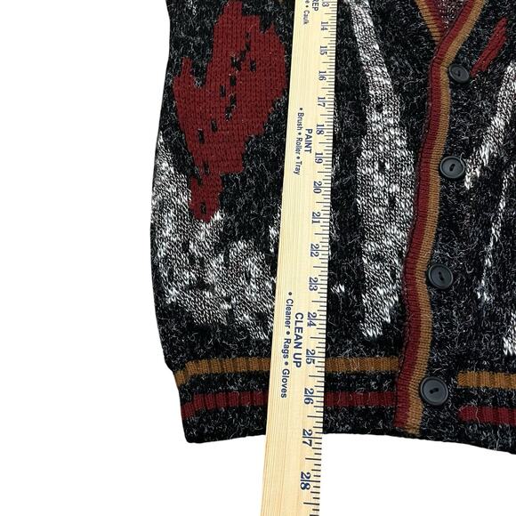 Vintage Scandia Cardigan Sweater Small Grandpa Abstract Eclectic Hipster Fuzzy - Picture 6 of 6